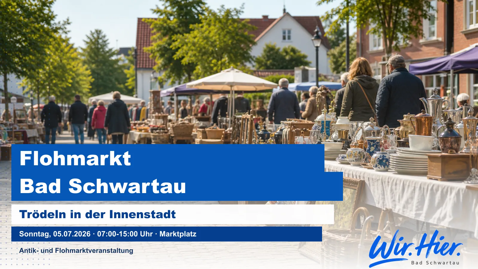 Eventposter für den Antik- und Flohmarkt in Bad Schwartau.