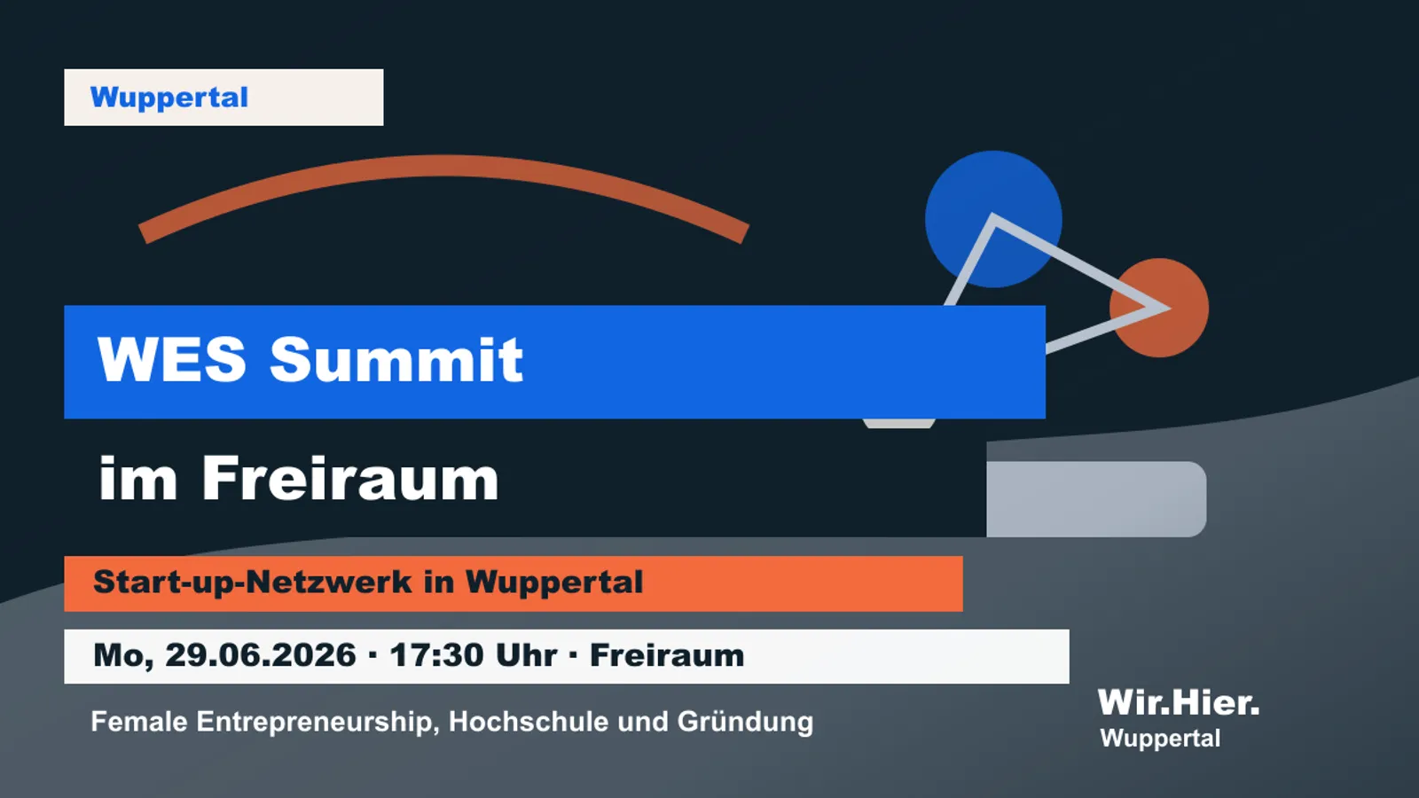 Eventposter für den WES Summit im Freiraum Wuppertal mit Netzwerk- und Bühnenmotiv.