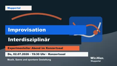 Eventposter für Improvisation Interdisziplinär im Konzertsaal Wuppertal mit Licht- und Bühnenmotiv.