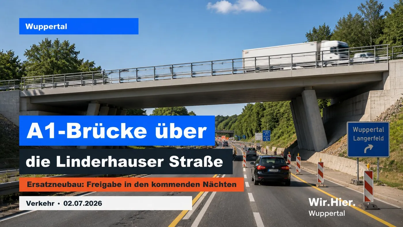 A1-Brücke über Linderhauser Straße in Wuppertal kurz vor Freigabe